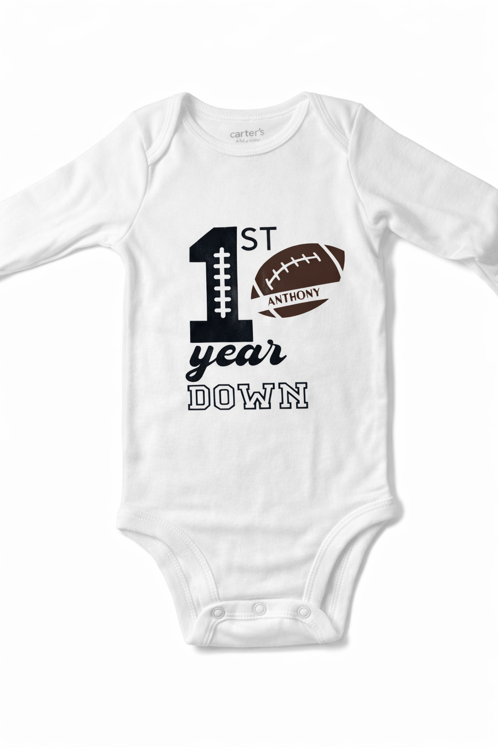 1st Year Down Football Birthday Onesie