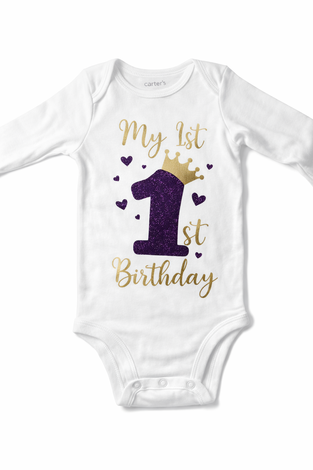 My 1st Birthday Purple & Gold Glitter Onesie